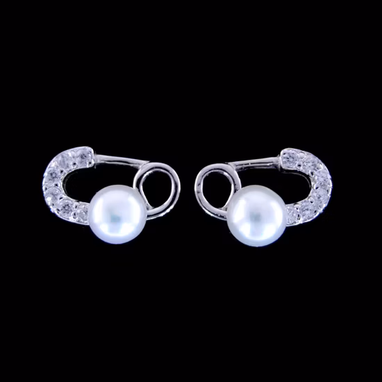 Fashion Silver Freshwater Pearl Jewelry Stud Earrings for Women Wedding