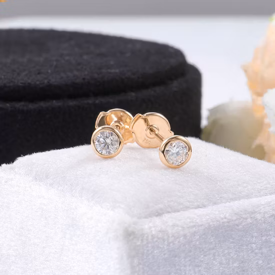 DiamondX Fashion 14K Real Gold Jewelry Custom Lab Diamonds Stud Earrings